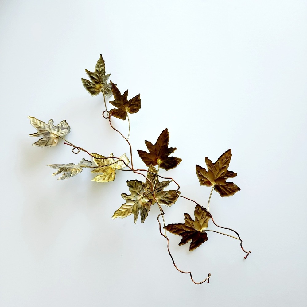 Vintage‎ Brass Gold Tone Metal Ivy Wall Decor